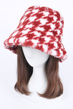 Load image into Gallery viewer, Houndstooth Print Faux Fur Bucket Hat
