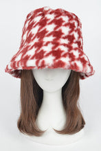 Load image into Gallery viewer, Houndstooth Print Faux Fur Bucket Hat
