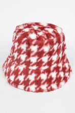 Load image into Gallery viewer, Houndstooth Print Faux Fur Bucket Hat
