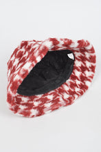 Load image into Gallery viewer, Houndstooth Print Faux Fur Bucket Hat
